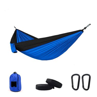 Camping Parachute Hammock 300200Cm Portable Survival Garden Outdoor Furniture Leisure Sleeping Travel Double Hanging Bed Sblue-Blacka
