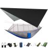 Portable Camping Hammock Lightweight and Tent Awning Rain Fly Tarp Waterproof Mosquito Net Hammock Canopy 210T Nylon Hammocks Blackandgrey view 1