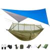 Portable Camping Hammock Lightweight and Tent Awning Rain Fly Tarp Waterproof Mosquito Net Hammock Canopy 210T Nylon Hammocks Blueandgreen view 1