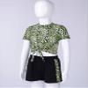 Hansber Kids Girls 2 Piece Gymnastics/Athletic/Running Tracksuit Short Sleeves Tie Knot Tee Shirt with Bottoms Chartreuse 4 Years view 4