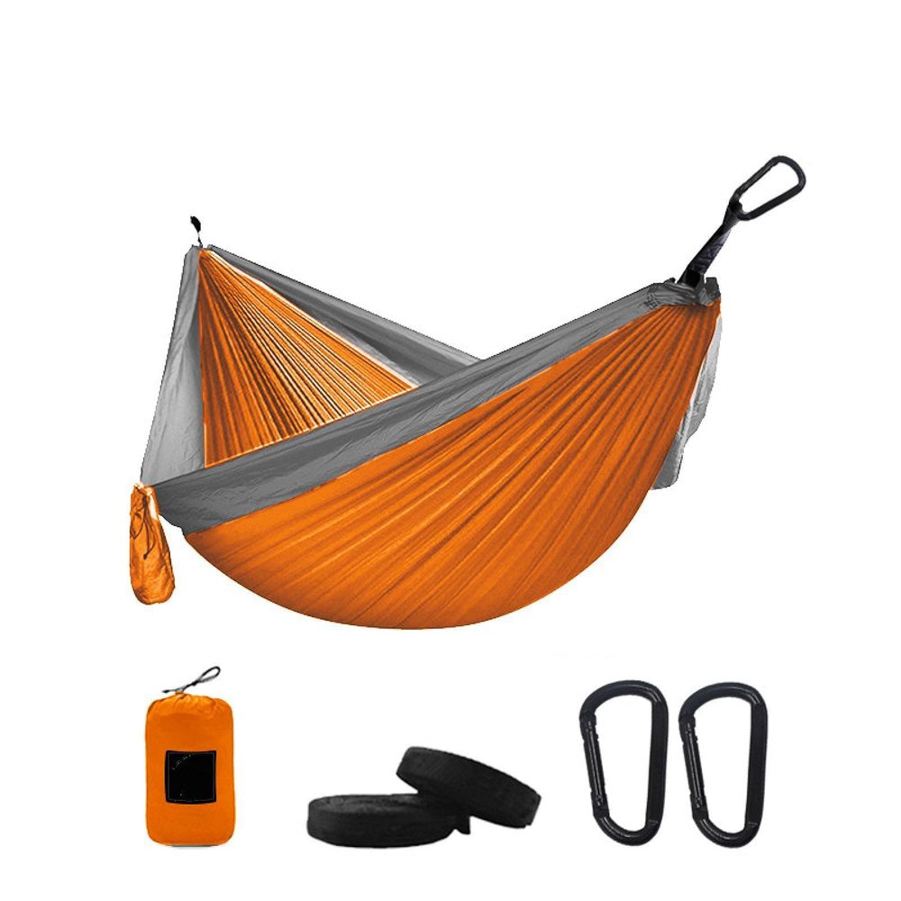 Camping Parachute Hammock 300200Cm Portable Survival Garden Outdoor Furniture Leisure Sleeping Travel Double Hanging Bed Dorange-Graya