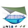 Portable Camping Hammock Lightweight and Tent Awning Rain Fly Tarp Waterproof Mosquito Net Hammock Canopy 210T Nylon Hammocks Greenandblue view 1