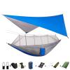 Portable Camping Hammock Lightweight and Tent Awning Rain Fly Tarp Waterproof Mosquito Net Hammock Canopy 210T Nylon Hammocks Blueandgray view 1