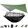 Portable Camping Hammock Lightweight and Tent Awning Rain Fly Tarp Waterproof Mosquito Net Hammock Canopy 210T Nylon Hammocks Greenandblack view 1