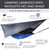 Portable Camping Hammock Lightweight and Tent Awning Rain Fly Tarp Waterproof Mosquito Net Hammock Canopy 210T Nylon Hammocks Blackandblack view 3