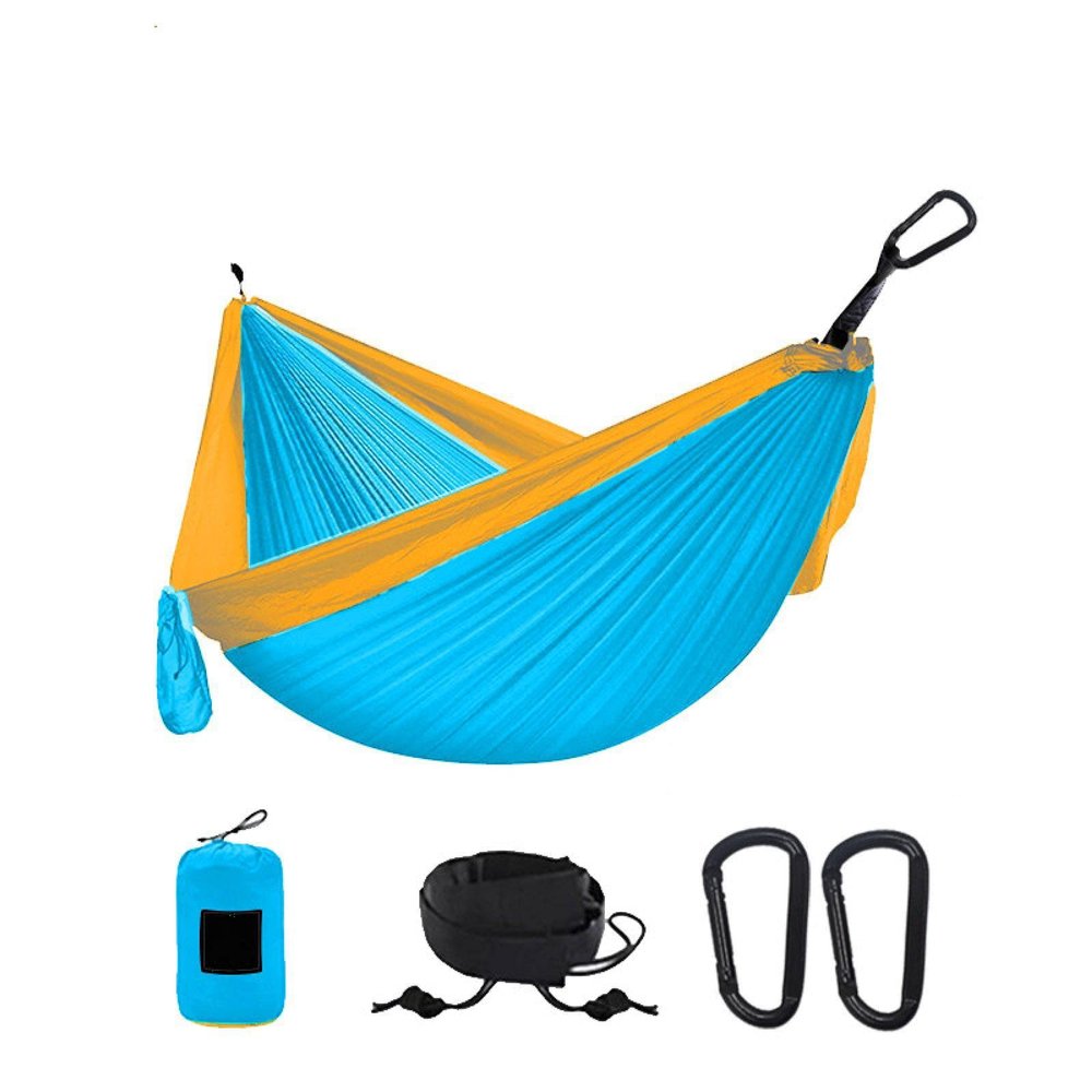Camping Parachute Hammock 300200Cm Portable Survival Garden Outdoor Furniture Leisure Sleeping Travel Double Hanging Bed Dskyblue-Orangeb