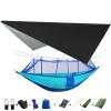 Portable Camping Hammock Lightweight and Tent Awning Rain Fly Tarp Waterproof Mosquito Net Hammock Canopy 210T Nylon Hammocks Blackandlightblue view 1