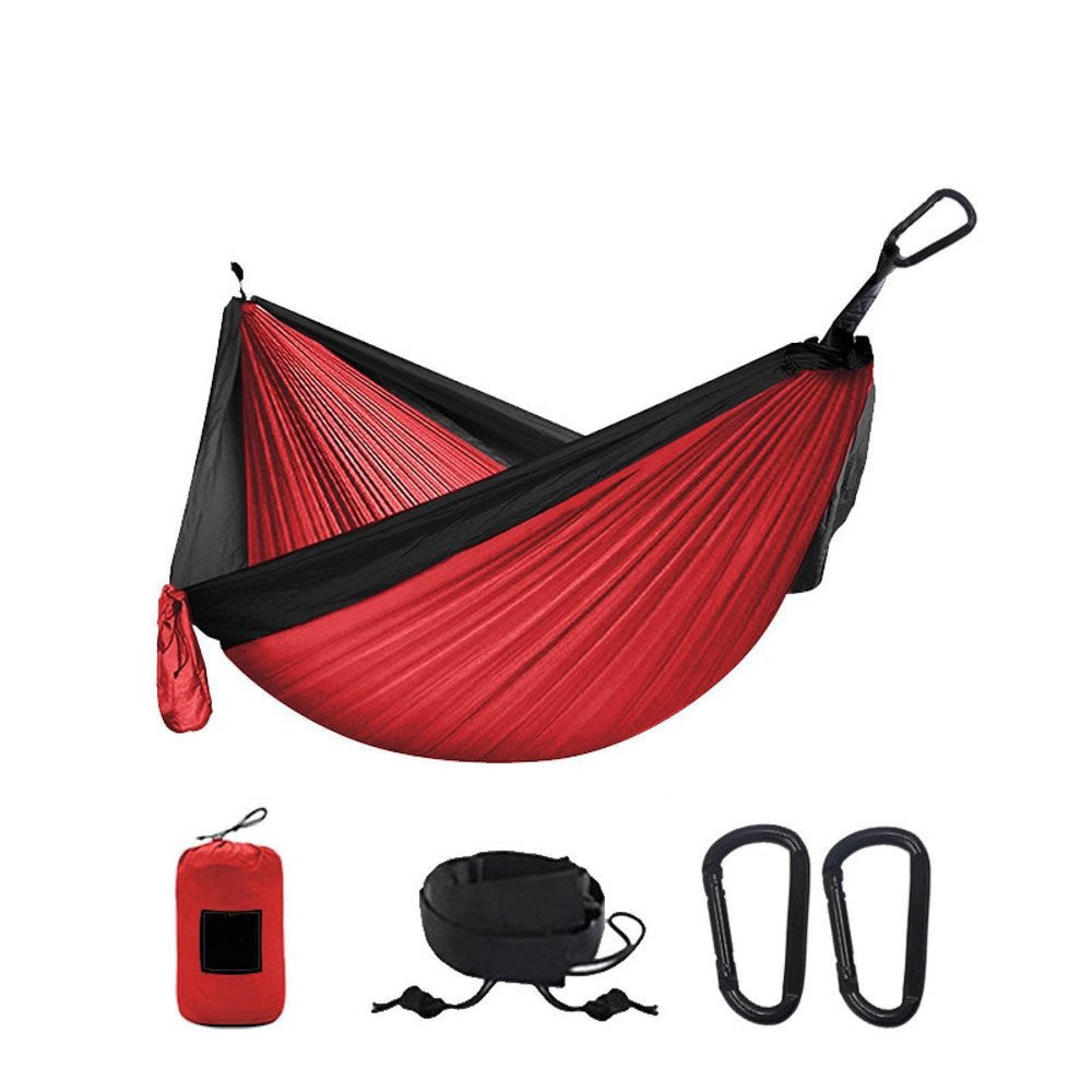 Camping Parachute Hammock 300200Cm Portable Survival Garden Outdoor Furniture Leisure Sleeping Travel Double Hanging Bed Dred-Blackb