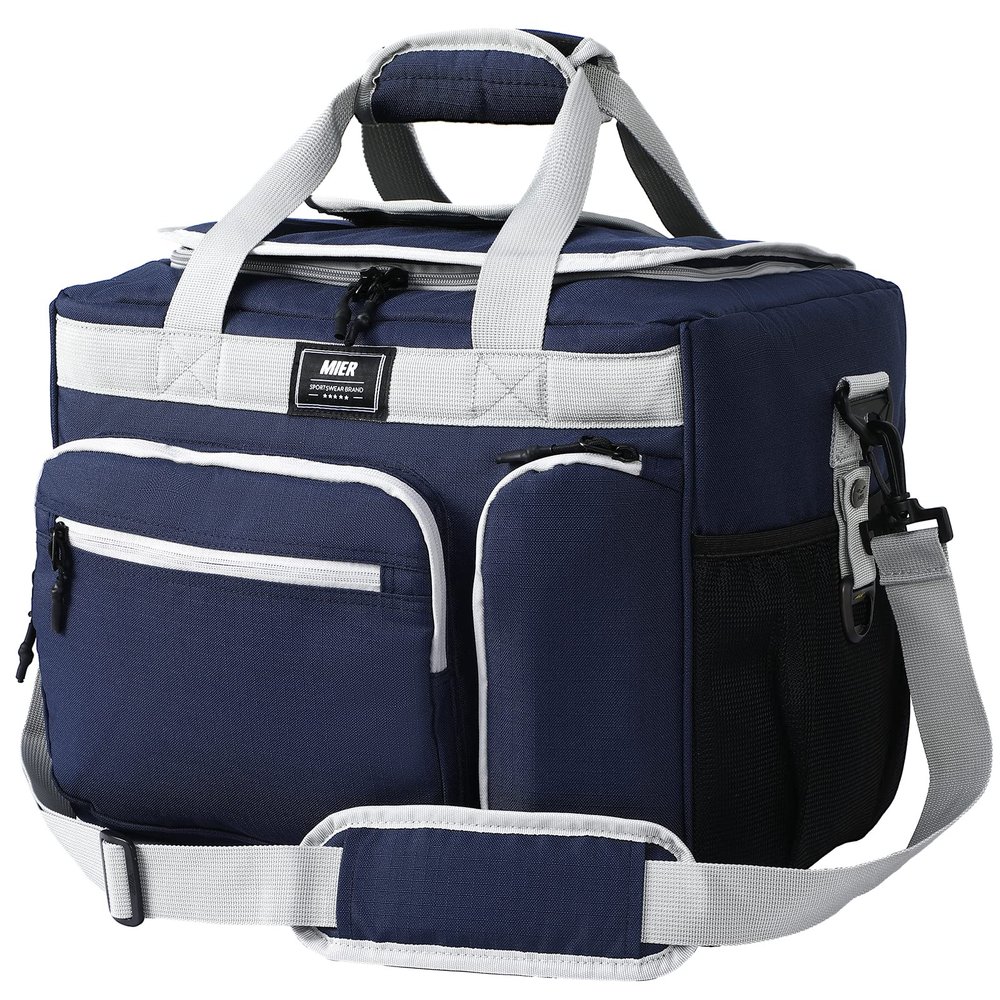 MIER 30L Extra Large Soft Cooler Bag with Bottle Opener for Camping Beach BBQ Grocery Golf Leakproof Picnic Lunch Bag, Collapsible, Top Flip Lid, 45Can (Dark Blue)