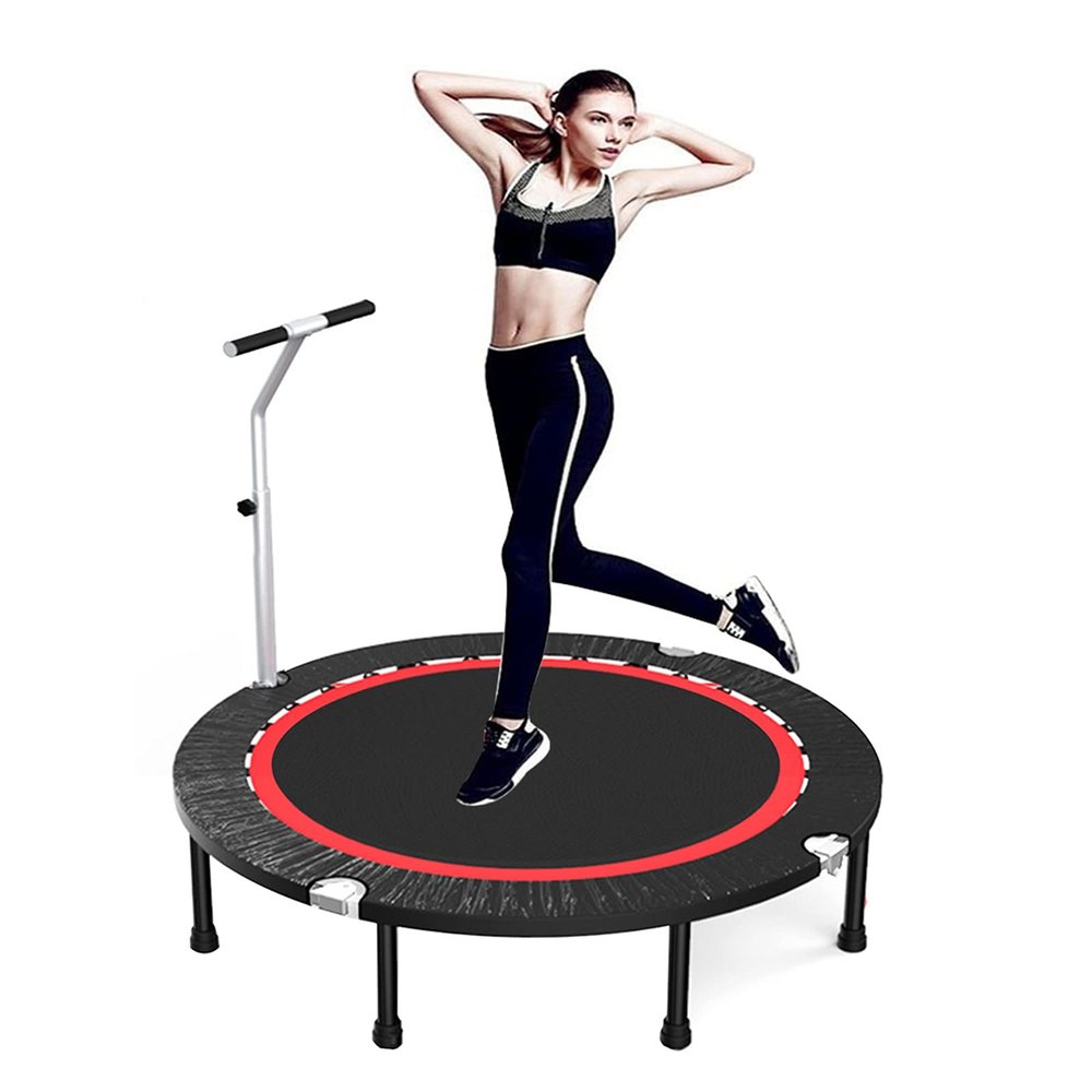 Trampoline 40in Mini Foldable Trampoline, Detachable and Adjustable Armrests, Indoor Outdoor Gym Exercise Sports Cardio Workout for Adults Children