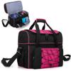 DSLEAF Bowling Bag for 2 Balls, Bowling Tote with Wooden Bowling Cups and Padded Divider for Double Ball and A Pair of Bowling Shoes Up to Mens 16 and Extra Essentials (Patent Design), Bag Only view 1