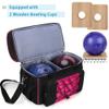 DSLEAF Bowling Bag for 2 Balls, Bowling Tote with Wooden Bowling Cups and Padded Divider for Double Ball and A Pair of Bowling Shoes Up to Mens 16 and Extra Essentials (Patent Design), Bag Only view 3