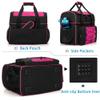 DSLEAF Bowling Bag for 2 Balls, Bowling Tote with Wooden Bowling Cups and Padded Divider for Double Ball and A Pair of Bowling Shoes Up to Mens 16 and Extra Essentials (Patent Design), Bag Only view 4