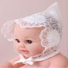 Kaerm Newborn Baby Girls Sun Hat Toddler Lace Embroidery Beanie Cute Country Style Cap for Photography Chrysanthemum 0-24 Months view 3