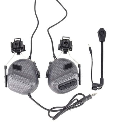Outdoor Airsoft Shooting Combat Fast Helmet Wing Rail Side Rail Mount Tactical Headset - Carbon Fiber with Noise Reduction Function