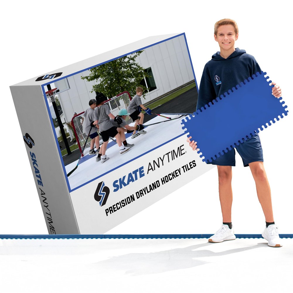 Skate Anytime Precision Dryland Hockey Tiles  Expandable Off-Ice Hockey Training Zones for Stickhandling, Passing & Shooting (Blue, Passing Lane Zone  60 sq ft)