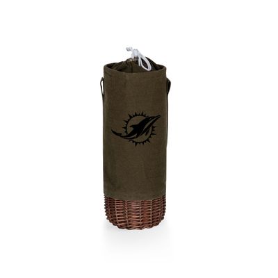 PICNIC TIME Miami Dolphins Malbec Insulated Canvas and Willow Wine Bottle Basket