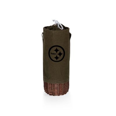 PICNIC TIME Pittsburgh Steelers Malbec Insulated Canvas and Willow Wine Bottle Basket