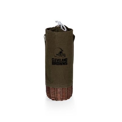 PICNIC TIME Cleveland Browns Malbec Insulated Canvas and Willow Wine Bottle Basket