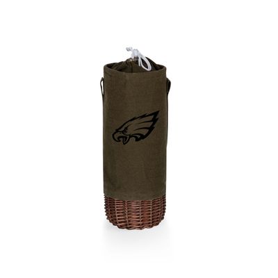 PICNIC TIME Philadelphia Eagles Malbec Insulated Canvas and Willow Wine Bottle Basket