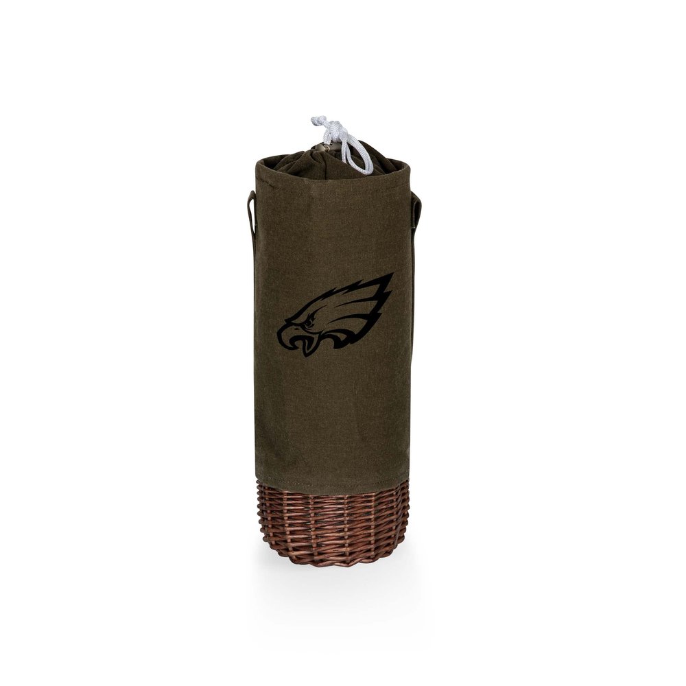 PICNIC TIME Philadelphia Eagles Malbec Insulated Canvas and Willow Wine Bottle Basket
