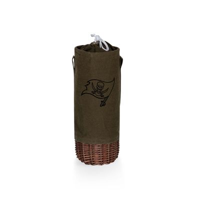 PICNIC TIME Tampa Bay Buccaneers Malbec Insulated Canvas and Willow Wine Bottle Basket