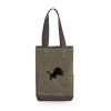 PICNIC TIME NFL Detroit Lions 2 Bottle Insulated Wine Bag - Distressed Waxed Canvas Wine Tote Bag - Wine Gift Bag, (Khaki Green with Beige Accents) view 1