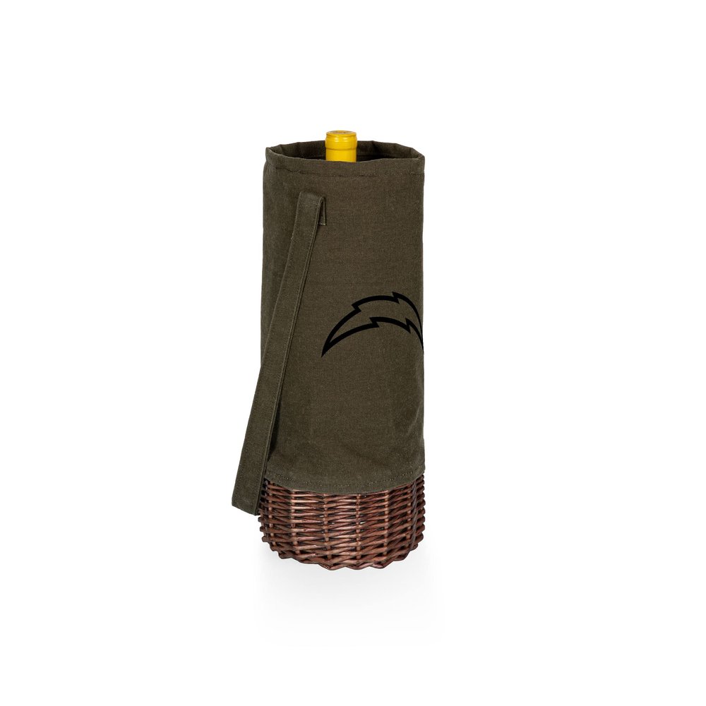 PICNIC TIME Los Angeles Chargers Malbec Insulated Canvas and Willow Wine Bottle Basket