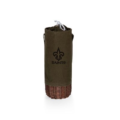 PICNIC TIME New Orleans Saints Malbec Insulated Canvas and Willow Wine Bottle Basket