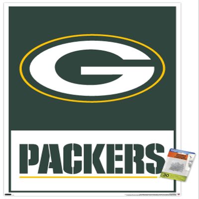 Trends International NFL Green Bay Packers - Logo 21 Wall Poster, 22.37" x 34.00", Premium Poster & Push Pin Bundle