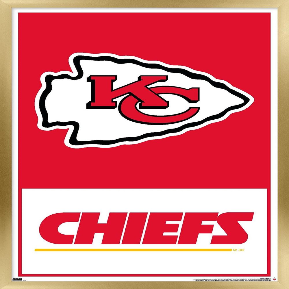 Trends International NFL Kansas City Chiefs - Logo 21 Wall Poster, 22.4L x 14.7W, Gold Framed Version