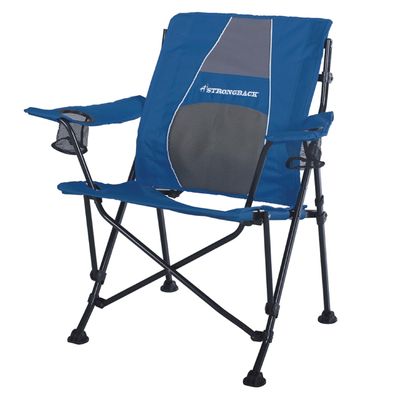 STRONGBACK Camping Chair Guru Heavy Duty Camping Chairs with Lumbar Suppor - Backpack Folding Camp Chair - Navy