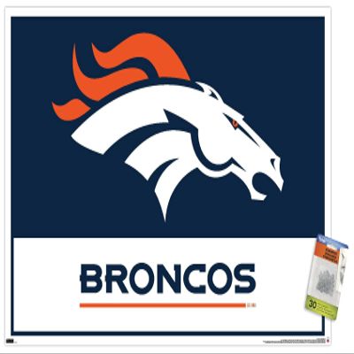 Trends International NFL Denver Broncos - Logo 21 Wall Poster, 22.37" x 34.00", Premium Poster & Push Pin Bundle
