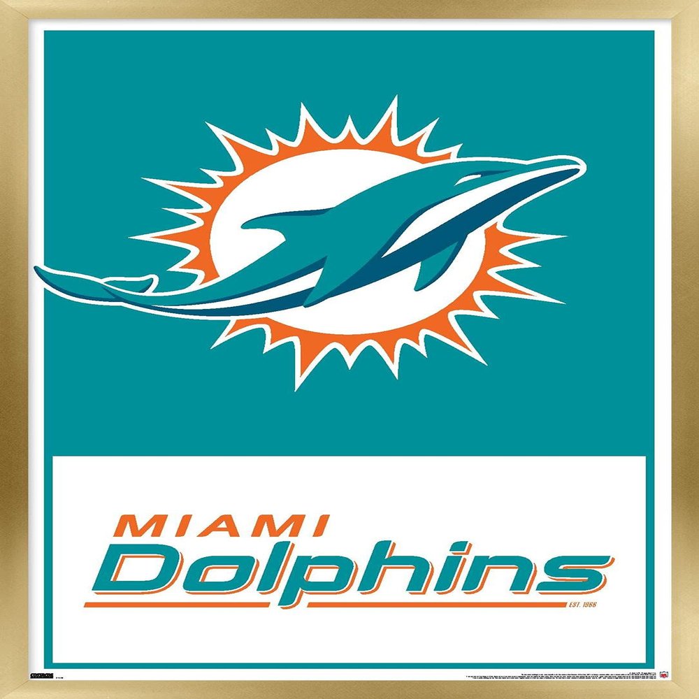 NFL Miami Dolphins - Logo 21 Wall Poster, 34L" x 22.4W", Gold Framed Version