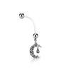 14GA Antique Filigree Carved Crescent Moon Dangle BioFlex with 316L Surgical Stainless Steel Pregnancy Navel Belly Button Ring view 1