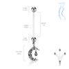 14GA Antique Filigree Carved Crescent Moon Dangle BioFlex with 316L Surgical Stainless Steel Pregnancy Navel Belly Button Ring view 2