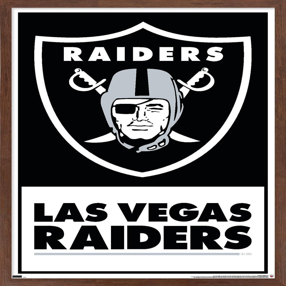 NFL Las Vegas Raiders - Logo 21 Wall Poster, 22.4L" x 14.7W", Mahogany Framed Version