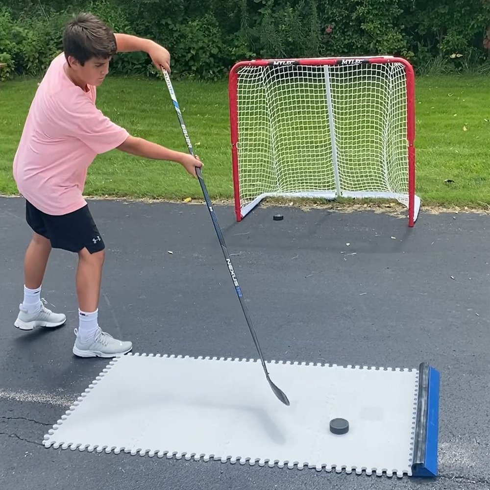 Skate Anytime Score Anytime - Precision Dryland Hockey Shooting Pad & Puck Passer Rebounder for Stickhandling, Shooting, Passing - Customize Your Training Surface.