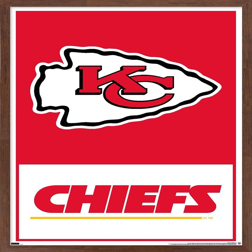 Trends International NFL Kansas City Chiefs - Logo 21 Wall Poster, 34L x 22.4W, Mahogany Framed Version