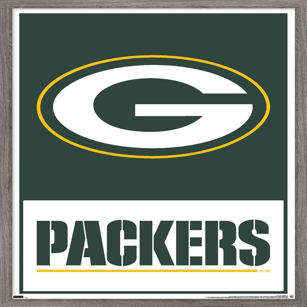 NFL Green Bay Packers - Logo 21 Wall Poster, 34L" x 22.4W", Barnwood Framed Version