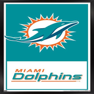 NFL Miami Dolphins - Logo 21 Wall Poster, 22.4L" x 14.7W", Black Framed Version