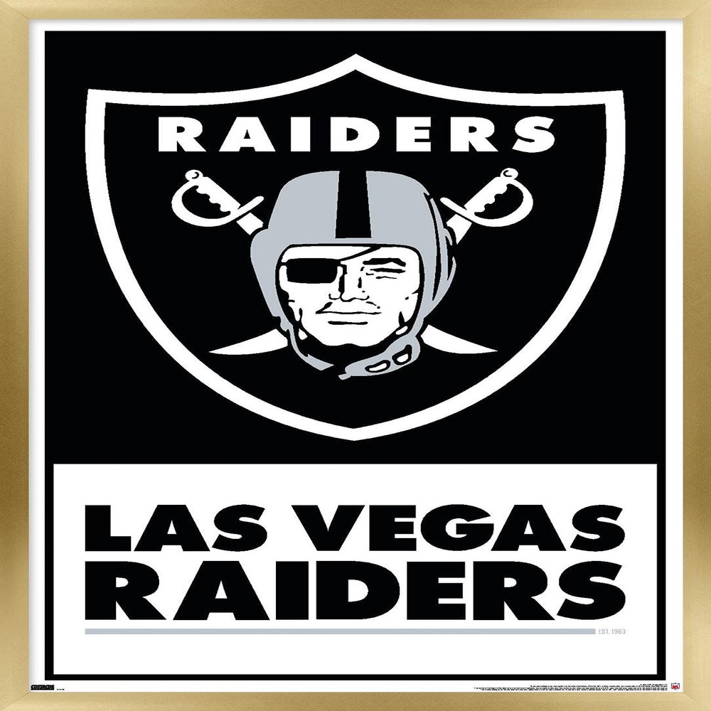 NFL Las Vegas Raiders - Logo 21 Wall Poster, 22.4L" x 14.7W", Gold Framed Version