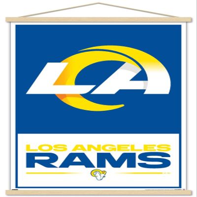 Trends International NFL Los Angeles Rams - Logo 21 Wall Poster with Magnetic Frame, 34L x 22.4W, Print and Beechwood Hanger Bundle