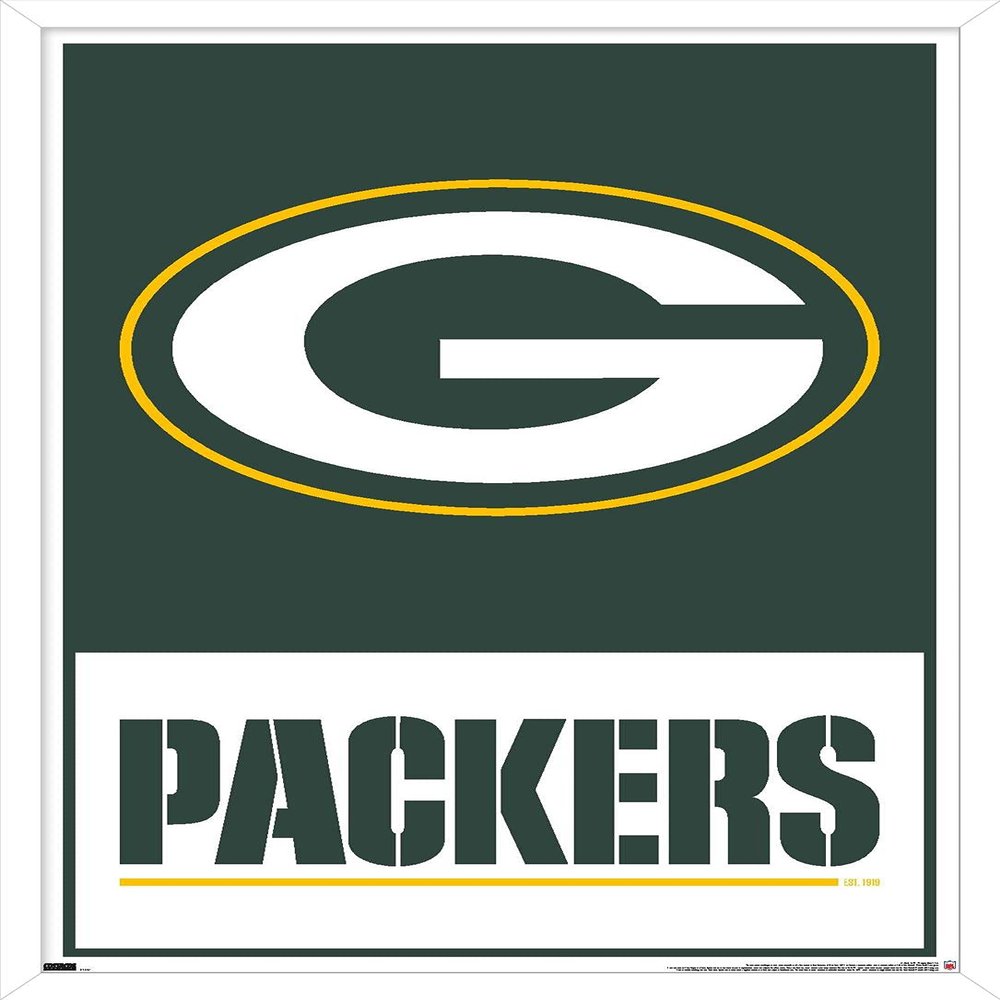 NFL Green Bay Packers - Logo 21 Wall Poster, 34L" x 22.4W", White Framed Version