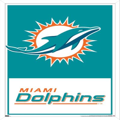 NFL Miami Dolphins - Logo 21 Wall Poster, 22.4L" x 14.7W", White Framed Version