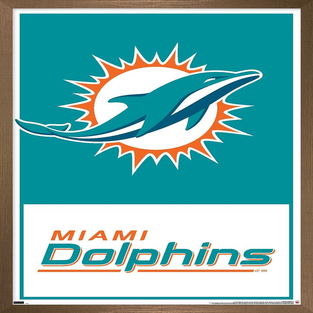 NFL Miami Dolphins - Logo 21 Wall Poster, 34L" x 22.4W", Bronze Framed Version