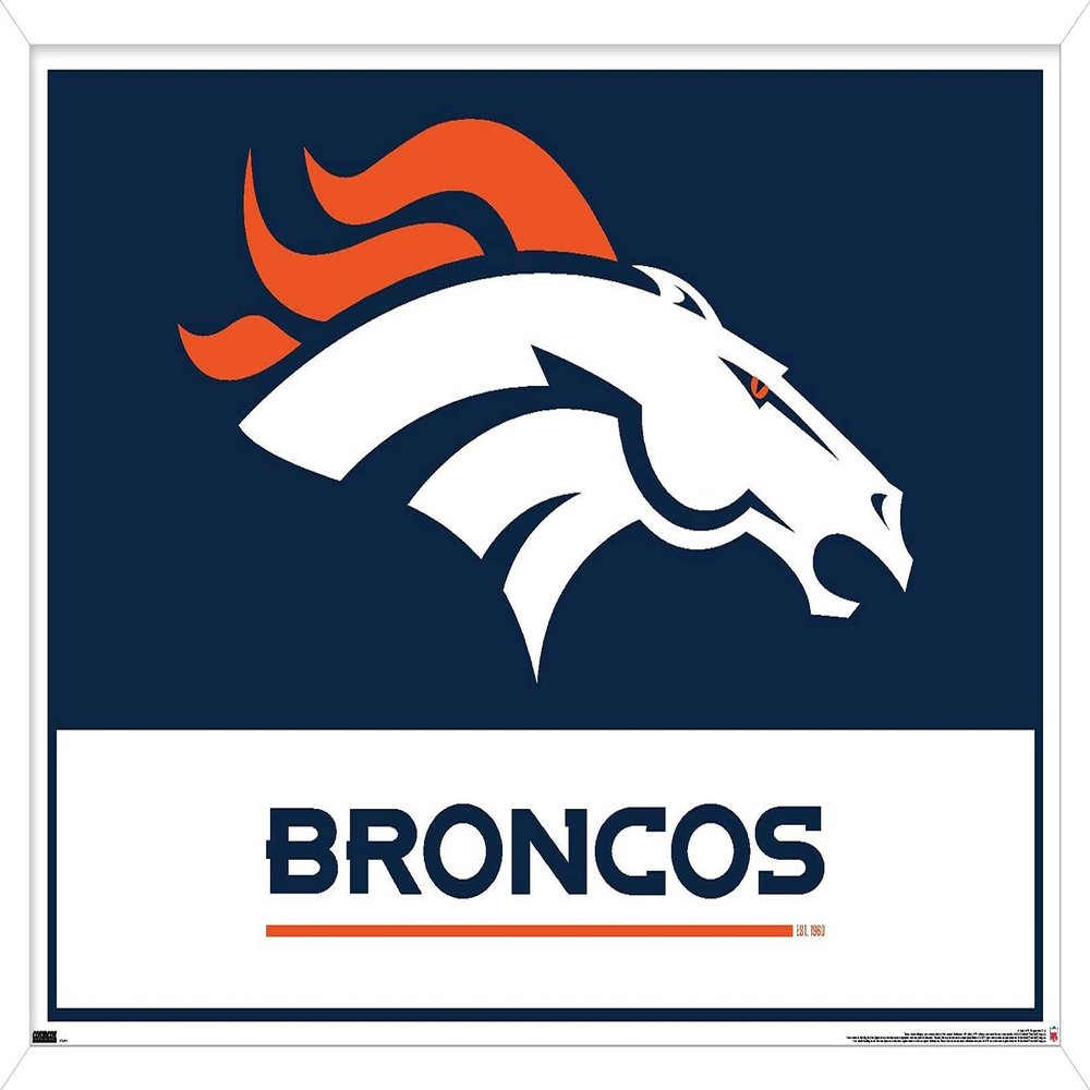 NFL Denver Broncos - Logo 21 Wall Poster, 22.4L x 14.7W, White Framed Version