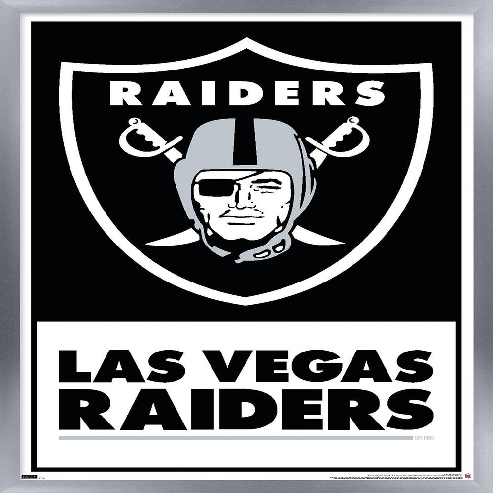 NFL Las Vegas Raiders - Logo 21 Wall Poster, 22.4L" x 14.7W", Silver Framed Version