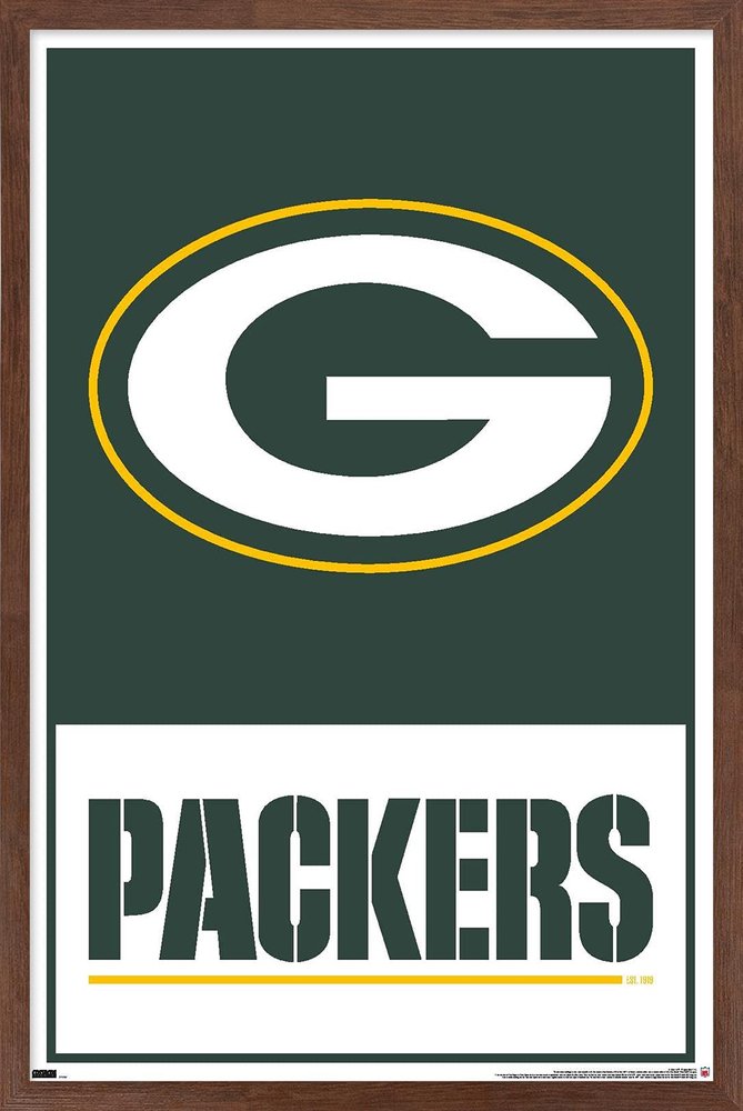 NFL Green Bay Packers - Logo 21 Wall Poster, 34L" x 22.4W", Mahogany Framed Version
