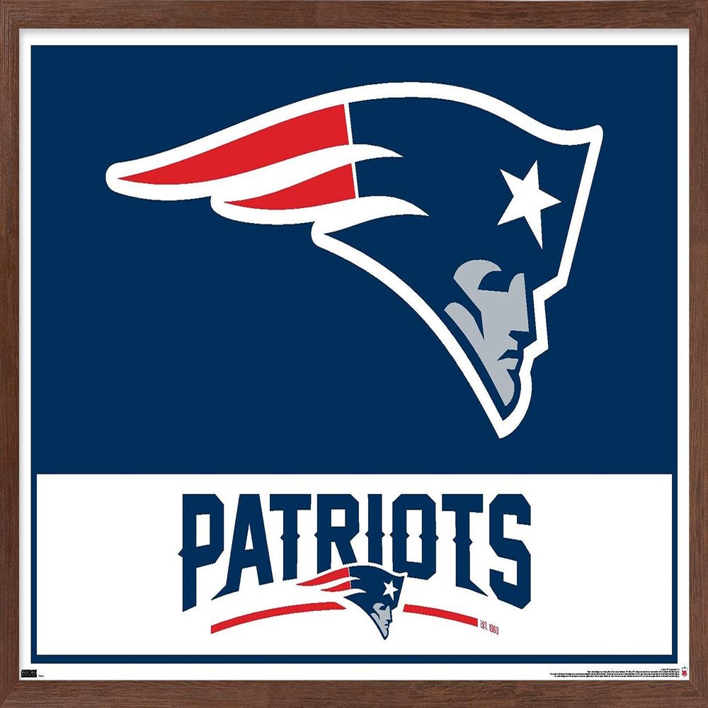 NFL New England Patriots - Logo 21 Wall Poster, 34L" x 22.4W", Mahogany Framed Version